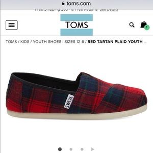 TOM’s Youth Tartan Plaid Youth 6 BNIB
